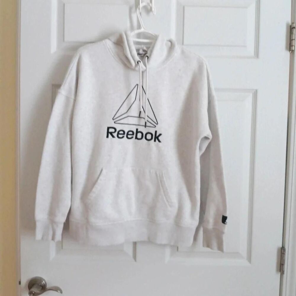 Reebok Women's Grey and White Hoodie Size Small